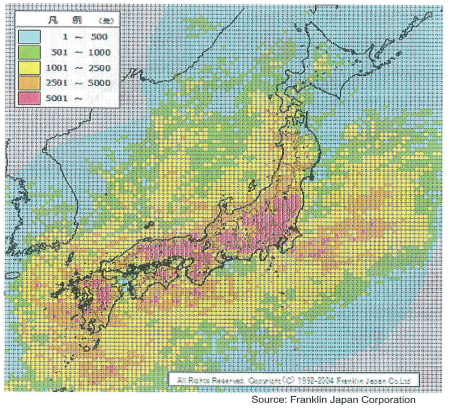 Figure 3.1 Light strike density (frequency) map