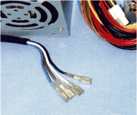 Photo 2.4 Faston terminals of AT power supply Connect a switch to those to turn on or off power supply manually.