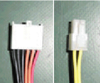 Photo 2.6 6Pin Aux power connector 6-pin Aux power connector (Left) 4-pin +12V power connector (Right)
